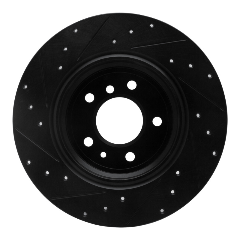 BMW 850CI Brake Rotor (1) - Rear Right - R1 Concepts - Drilled & Slotted - Black - `91-`01